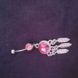 🆕Feather tassel Pendant belly button ring Inlaid Shiny Zircon 18K Plated Copper